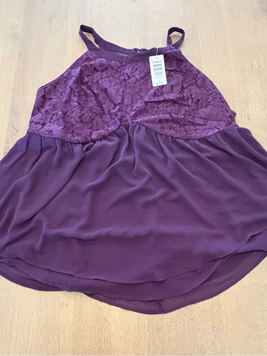 torrid Tops - torrid Purple Lace Peplum Tank
